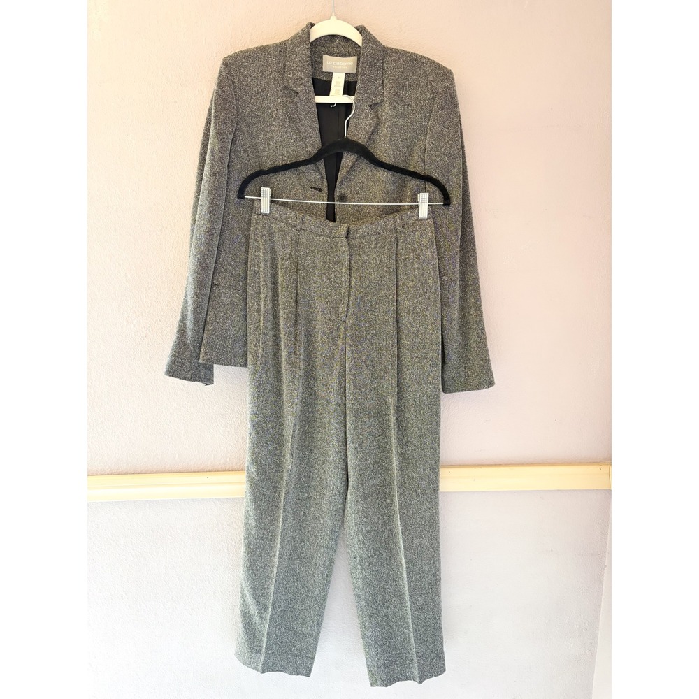 Liz Claiborne Collection Wool Blend‎ Pant Suit Lined Office Size 6/8